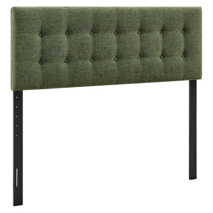 Emily Fabric Upholstered Headboard by Modway, green fabric, tufted buttons, black legs on Tampa Home & Garden Store