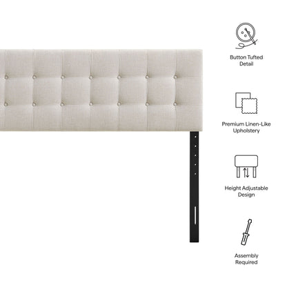 Emily Fabric Upholstered Headboard by Modway, tufted beige linen-like fabric on Tampa Home & Garden Store