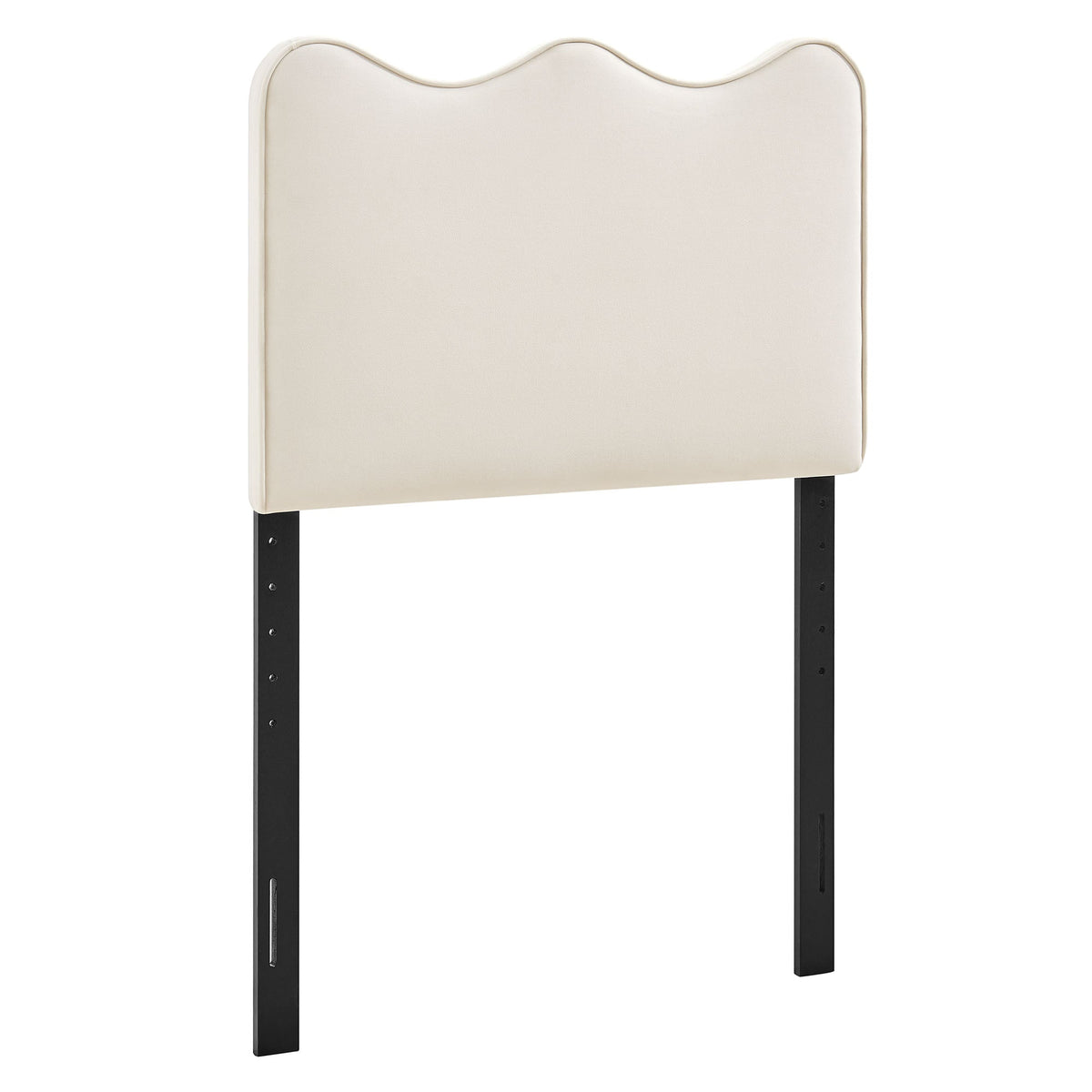 Athena stain-resistant performance velvet headboard in cream with black metal legs on Tampa Home & Garden Store