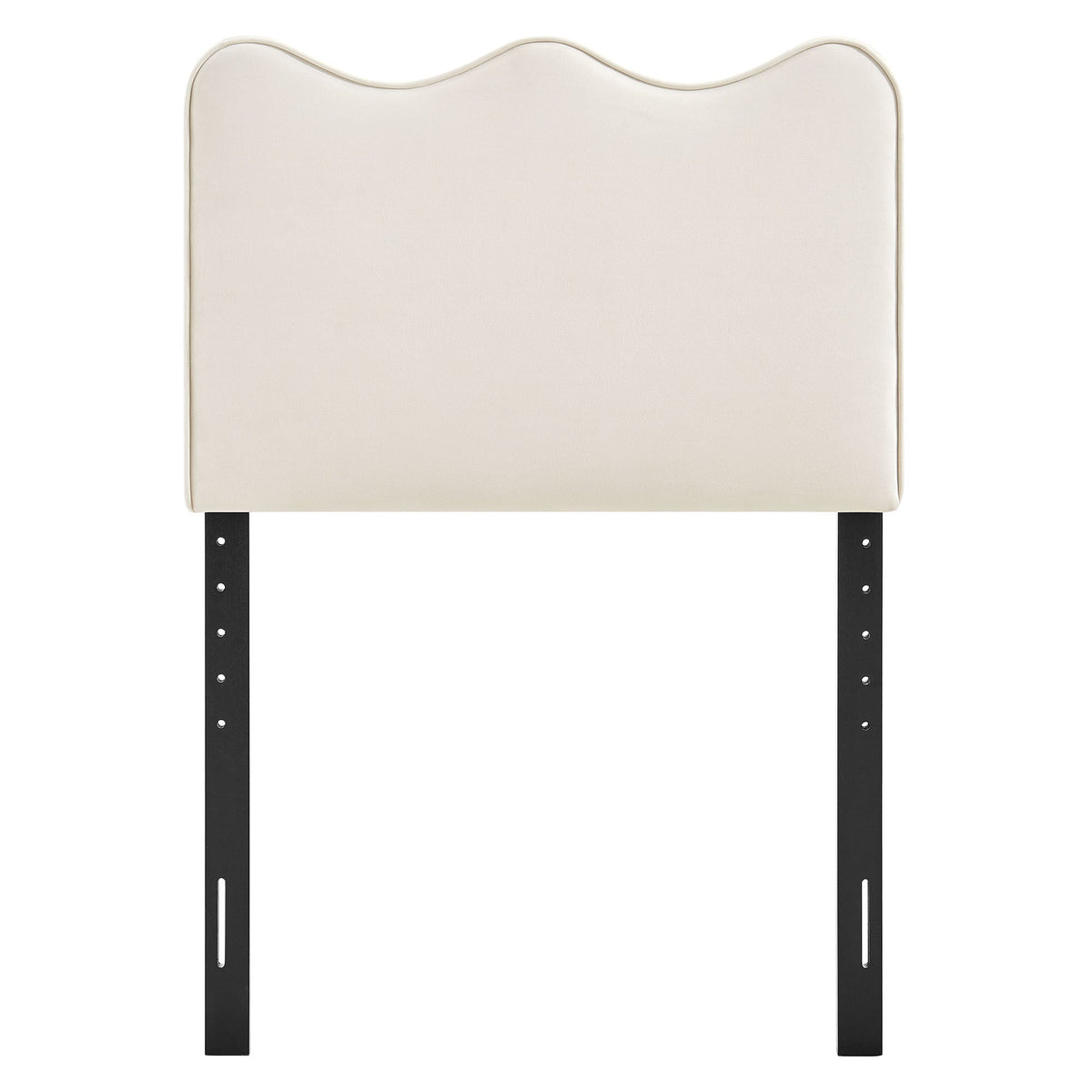 Athena Stain-Resistant Velvet Headboard by Modway, cream curved-top with black metal legs on Tampa Home & Garden Store