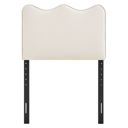 Athena Stain-Resistant Velvet Headboard by Modway, cream curved-top with black metal legs on Tampa Home & Garden Store