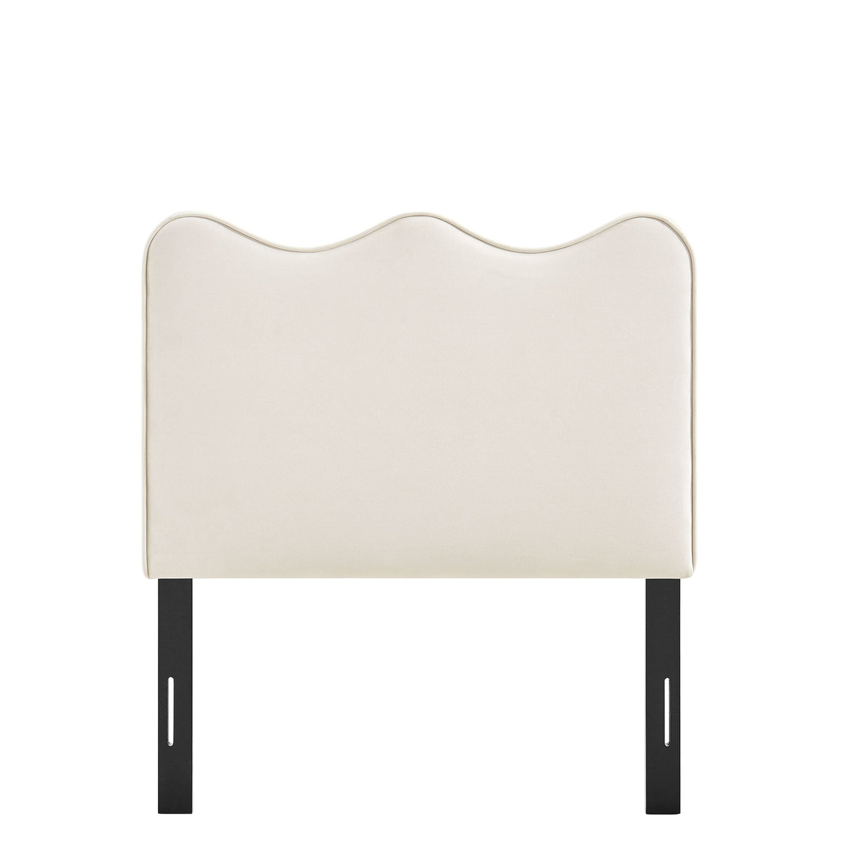 Athena stain-resistant velvet headboard by Modway with curved wave top and black metal legs on Tampa Home & Garden Store