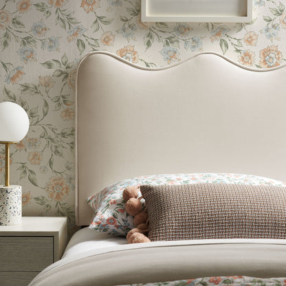 Athena stain-resistant velvet headboard in cream with curved silhouette by HouseOfZazla on Tampa Home & Garden Store