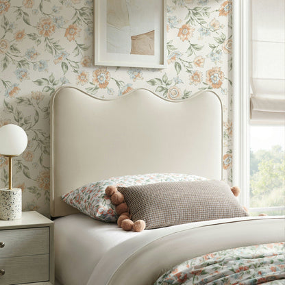 Athena stain-resistant velvet headboard in beige with curved silhouette by Modway on Tampa Home & Garden Store