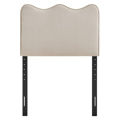 Athena stain-resistant velvet headboard in beige with curved top by HouseOfZazla on Tampa Home & Garden Store