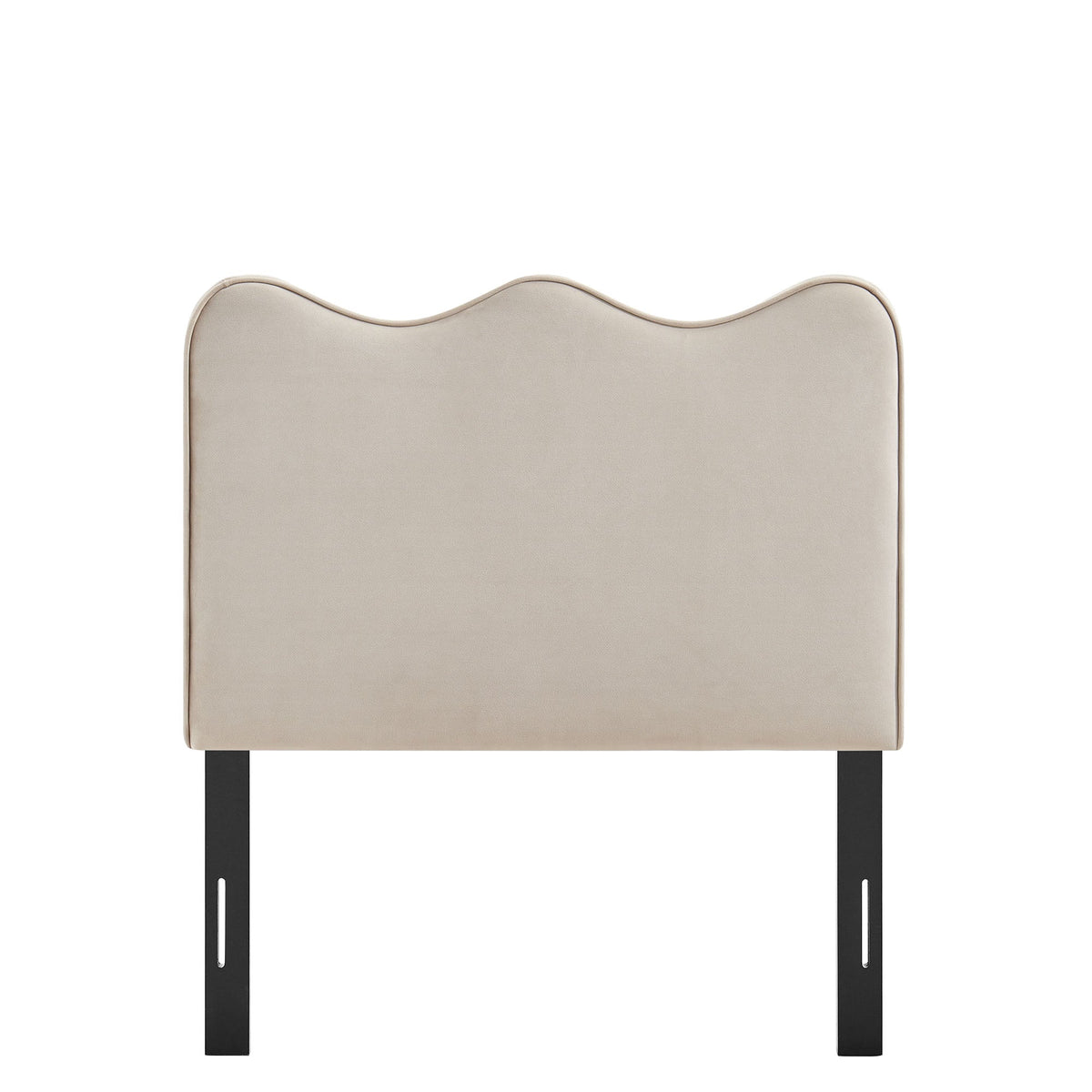 Athena stain-resistant performance velvet headboard cream with black metal legs by Modway on Tampa Home & Garden Store
