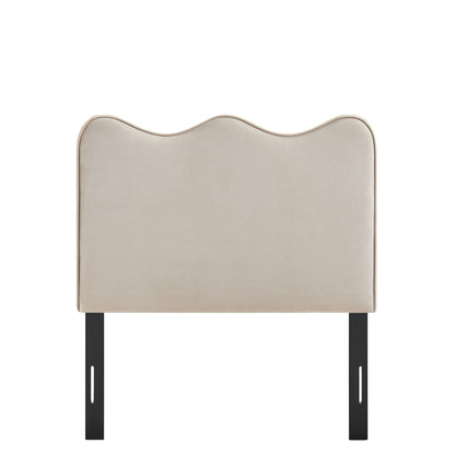 Athena stain-resistant performance velvet headboard cream with black metal legs by Modway on Tampa Home & Garden Store