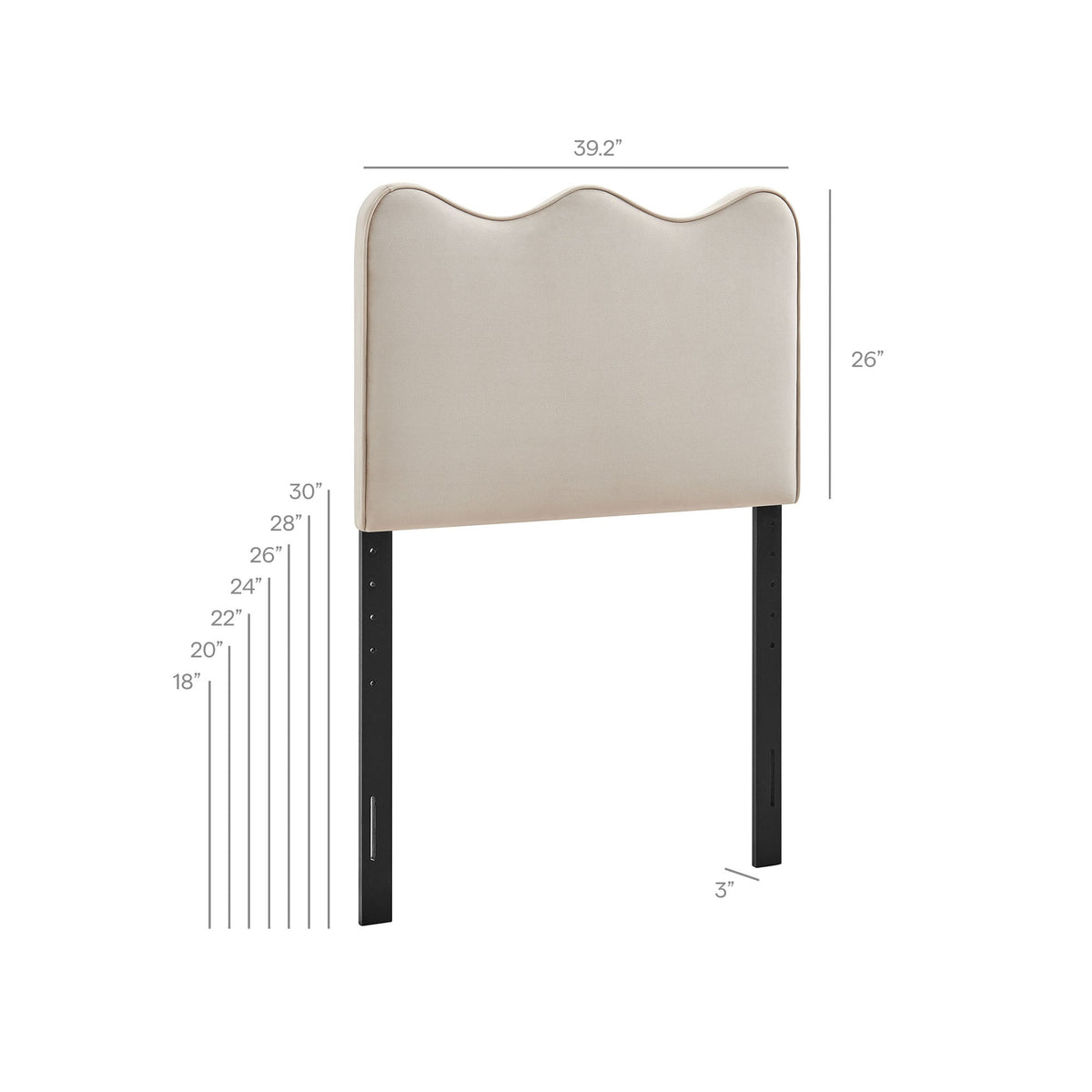 Athena stain-resistant velvet headboard in beige with curved top by HouseOfZazla on Tampa Home & Garden Store