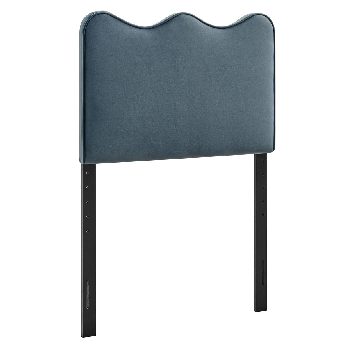 Athena stain-resistant velvet headboard blue with black metal legs by HouseOfZazla on Tampa Home & Garden Store