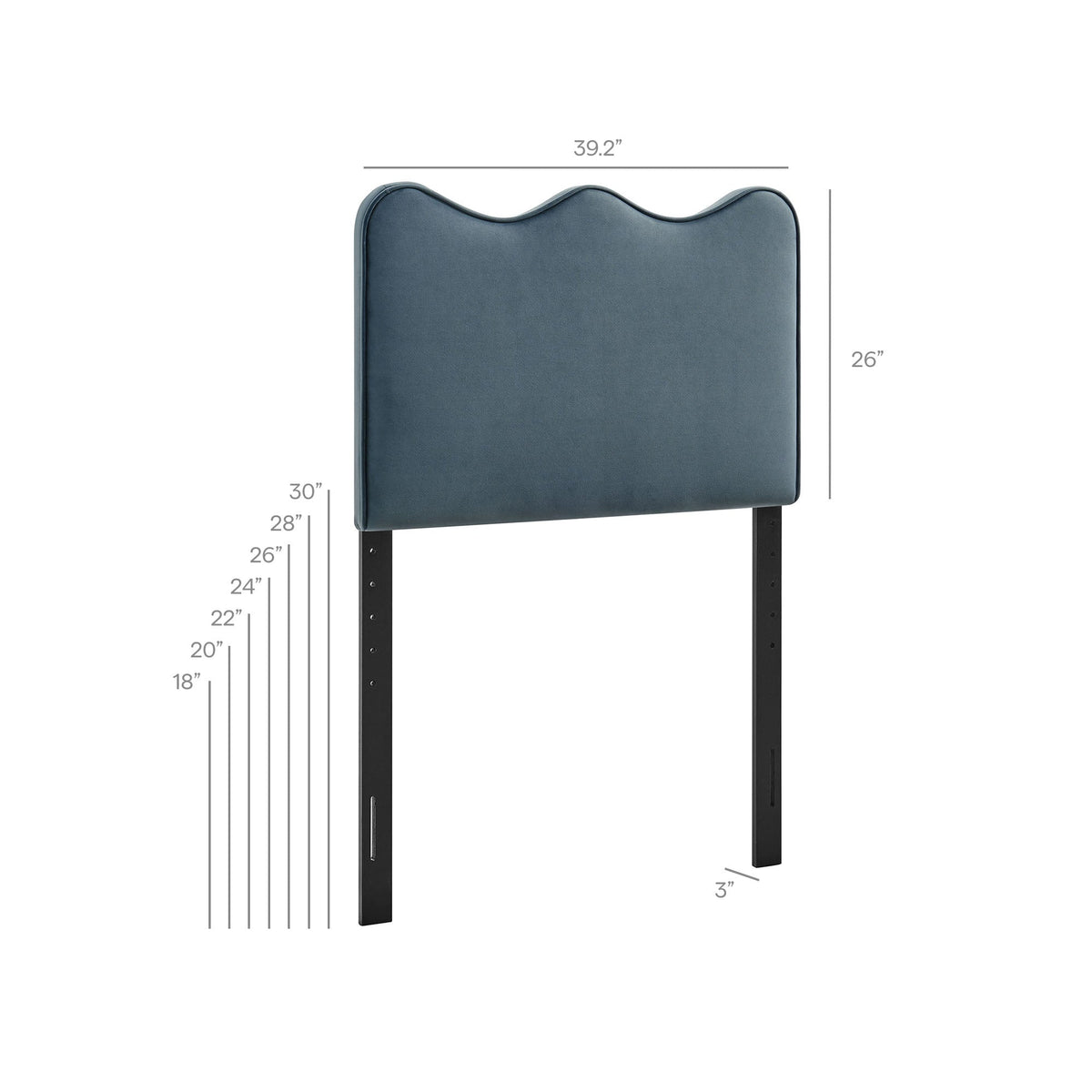 Athena stain-resistant velvet headboard by Modway in blue with scalloped top from HouseOfZazla on Tampa Home & Garden Store