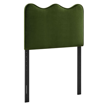 Athena stain-resistant performance velvet headboard in green on Tampa Home & Garden Store