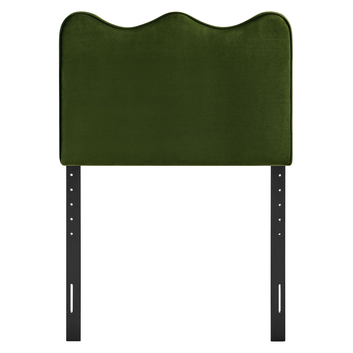 Athena stain-resistant velvet headboard in forest green with black metal rails on Tampa Home & Garden Store