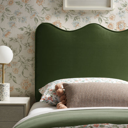 Athena Stain-Resistant Performance Velvet Headboard emerald green with curved silhouette on Tampa Home & Garden Store