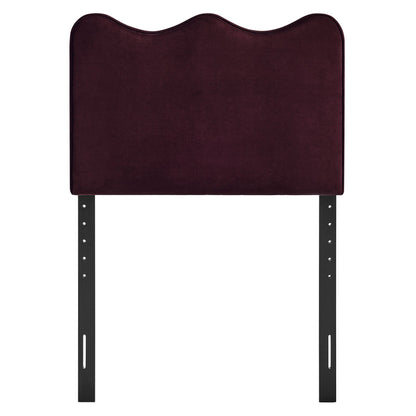 Athena stain-resistant velvet headboard in burgundy with top and black metal legs by Modway on Tampa Home & Garden Store