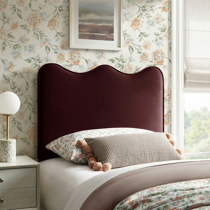 Athena Stain-Resistant Performance Velvet Headboard in burgundy fabric on Tampa Home & Garden Store