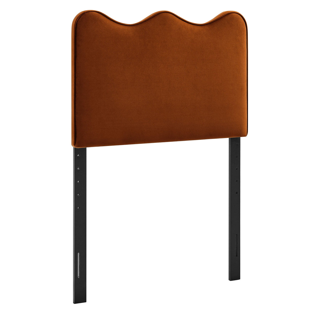 Athena stain-resistant arched velvet headboard cognac with black metal legs HouseOfZazla on Tampa Home & Garden Store