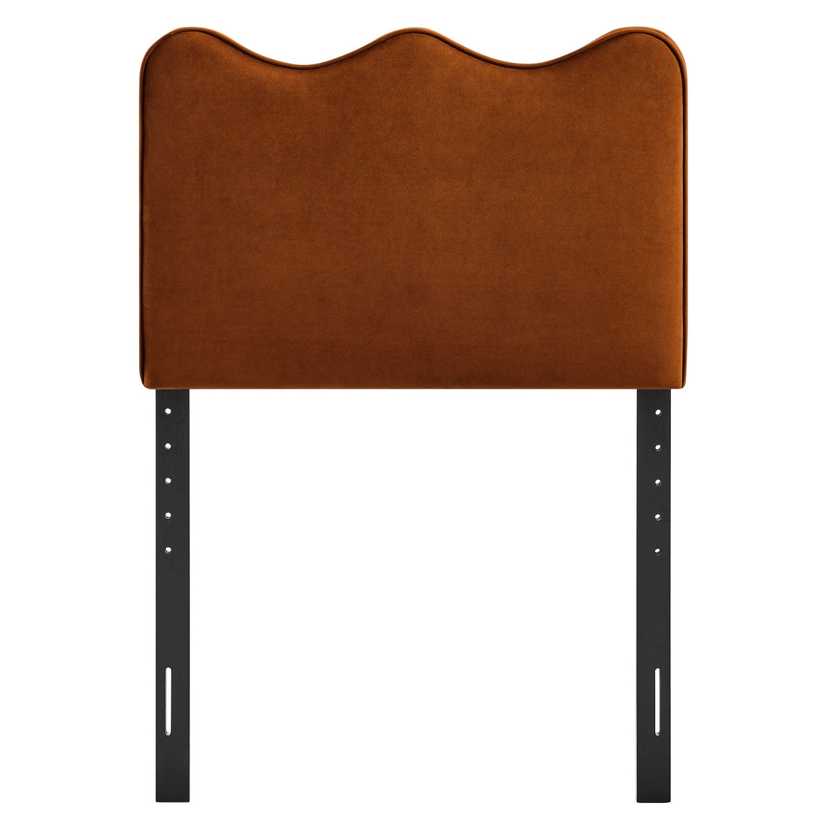 Athena stain-resistant velvet headboard in tan with curved top and black metal legs by Modway on Tampa Home & Garden Store