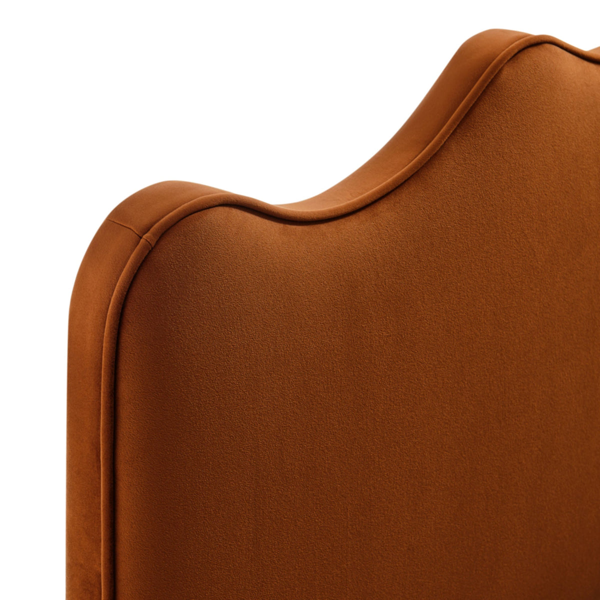Athena Headboard stain-resistant velvet burnt orange with curved padded edge by HouseOfZazla on Tampa Home & Garden Store