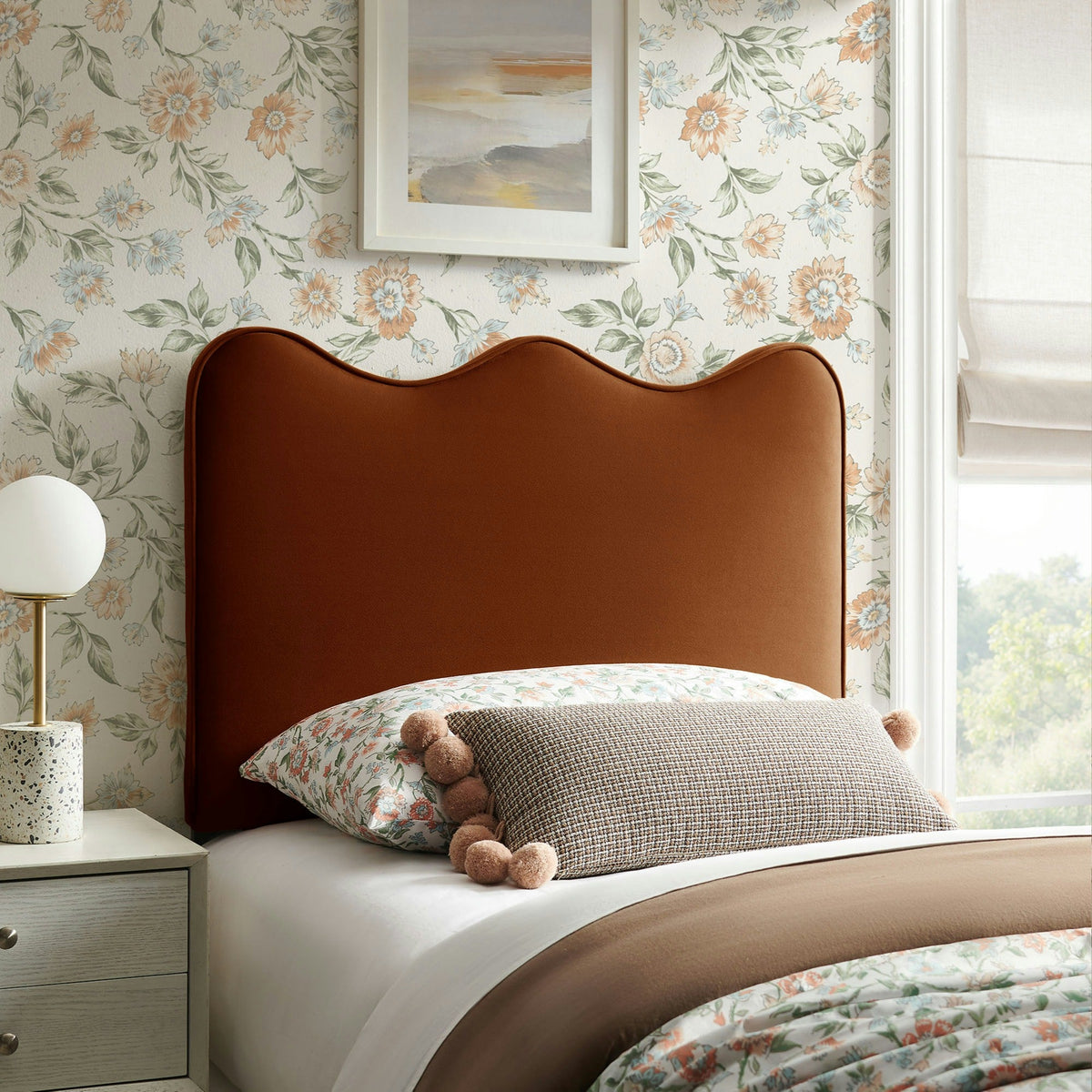 Athena stain-resistant performance velvet headboard in brown upholstery by Modway on Tampa Home & Garden Store