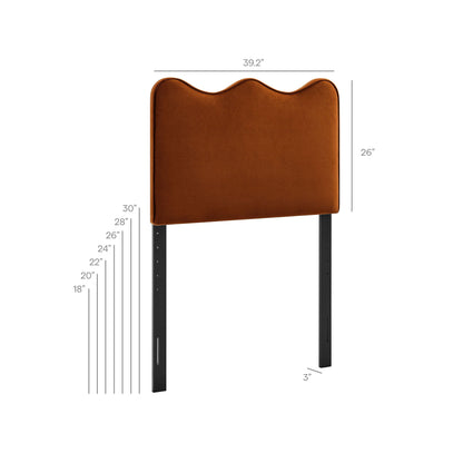 Athena stain-resistant velvet headboard in warm brown with black metal legs on Tampa Home & Garden Store