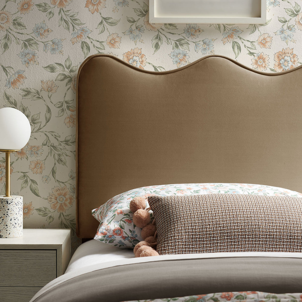 Athena stain-resistant performance velvet headboard in taupe brown by HouseOfZazla on Tampa Home & Garden Store