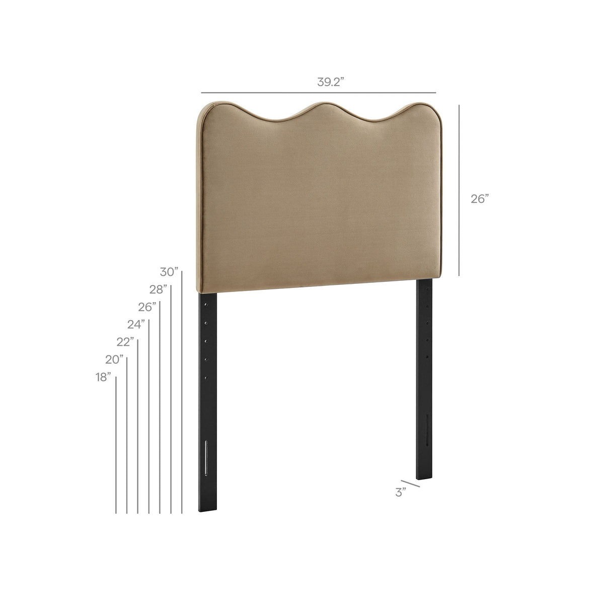 Athena headboard Modway, taupe stain‑resistant performance velvet with curved top and legs on Tampa Home & Garden Store