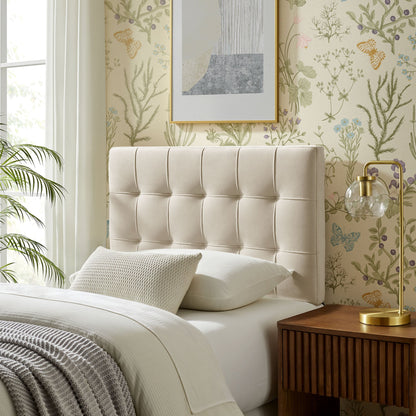 Lily Stain-Resistant Headboard cream velvet with channel seams by Modway from HouseOfZazla on Tampa Home & Garden Store