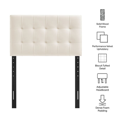 Headboard Lily Stain-Resistant Performance Velvet by Modway cream tufted panels wood frame on Tampa Home & Garden Store
