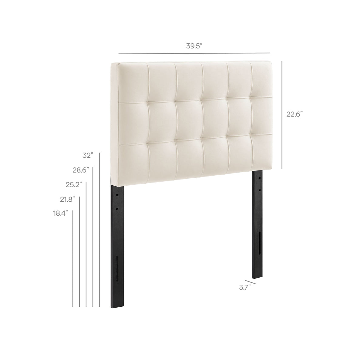 Headboard Lily Stain-Resistant Performance Velvet by Modway in ivory with tufted panels on Tampa Home & Garden Store