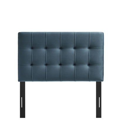 Lily stain-resistant velvet headboard by Modway in blue with vertical tufting on Tampa Home & Garden Store