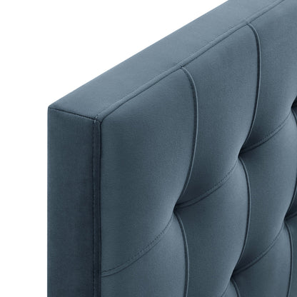 Lily stain-resistant performance velvet headboard in blue with vertical channel seams Modway on Tampa Home & Garden Store