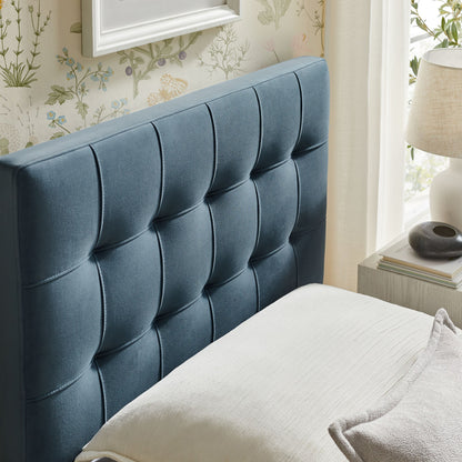 Lily Stain-Resistant Performance Velvet Headboard in blue on Tampa Home & Garden Store