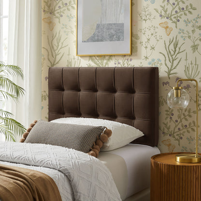 Lily stain-resistant performance velvet headboard by Modway in rich brown tufted fabric on Tampa Home & Garden Store