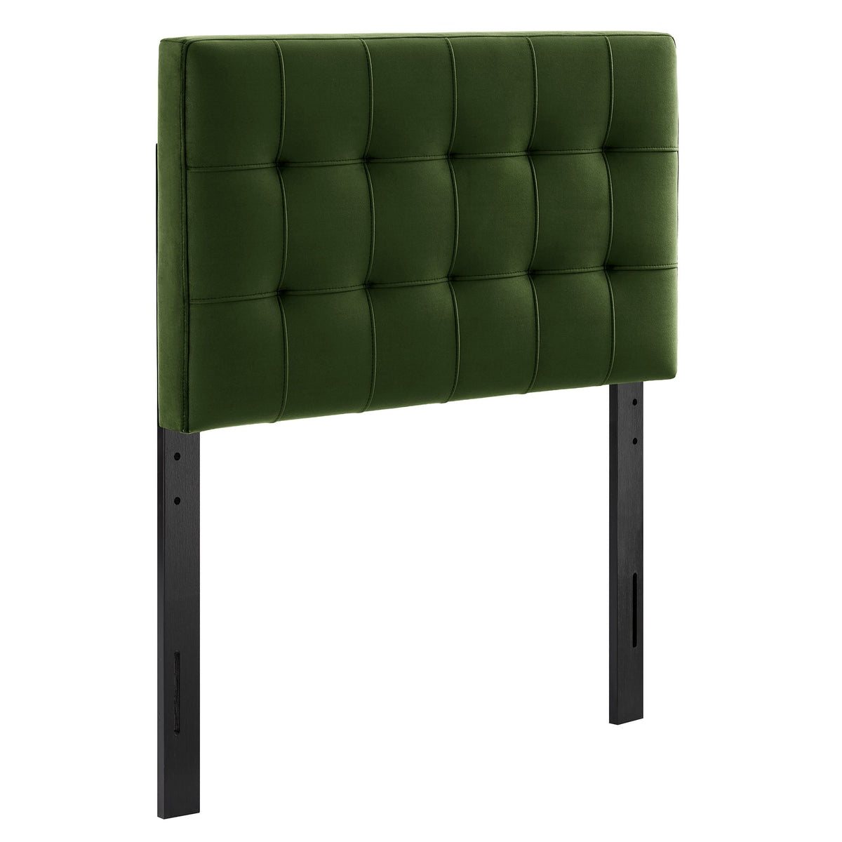 Lily stain-resistant velvet headboard emerald green with tufted pattern and black metal legs on Tampa Home & Garden Store