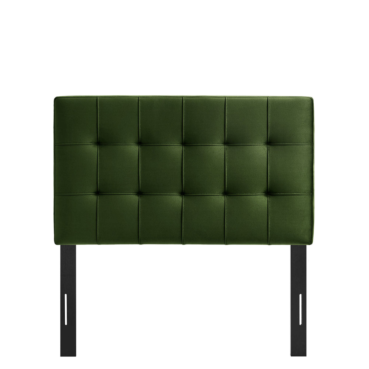 Lily Stain-Resistant Performance Velvet Headboard green with grid tufting and black legs on Tampa Home & Garden Store