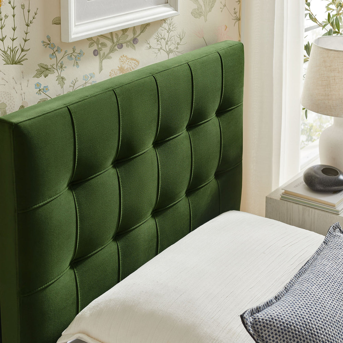 Lily stain-resistant performance velvet headboard emerald green by Modway on Tampa Home & Garden Store