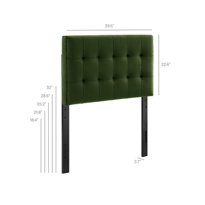 Lily stain-resistant performance velvet headboard in green with tufted square panels by Modway on Tampa Home & Garden Store