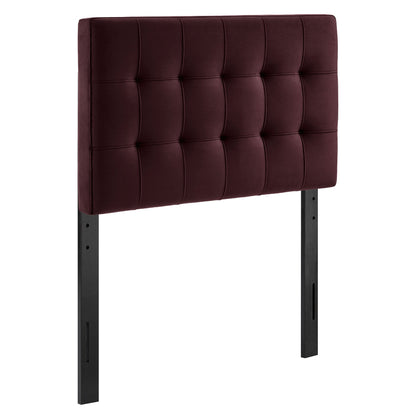 Lily Stain-Resistant Velvet Headboard burgundy tufted with grid panels on Tampa Home & Garden Store