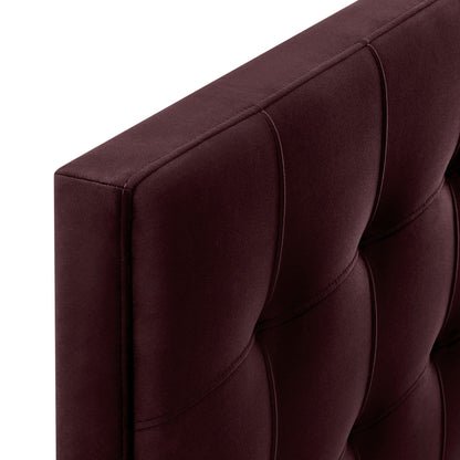 Lily stain-resistant performance velvet headboard in burgundy with curved seam panels on Tampa Home & Garden Store