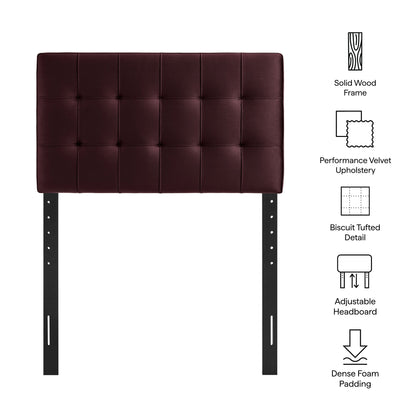 Headboard Lily stain-resistant velvet in burgundy with biscuit tufting, wood frame Modway on Tampa Home & Garden Store