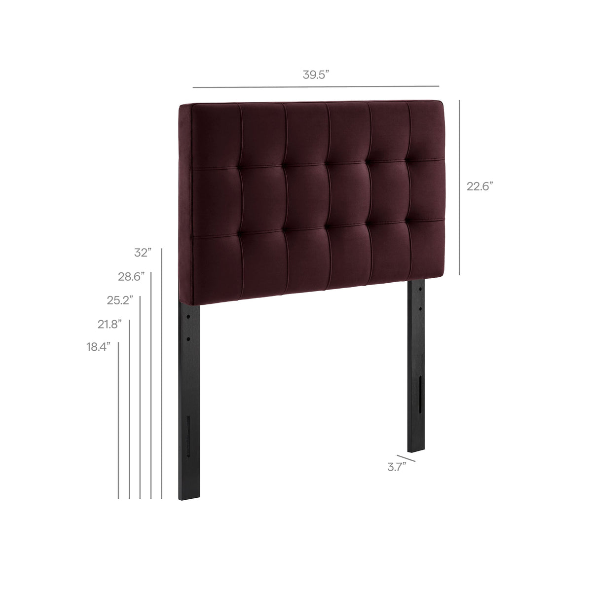 Lily stain-resistant performance velvet headboard burgundy with tufted grid by Modway on Tampa Home & Garden Store