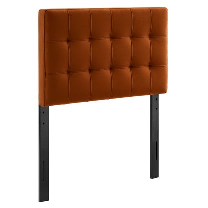 Headboard Lily Stain-Resistant Velvet by Modway rust-orange tufted fabric with black legs on Tampa Home & Garden Store