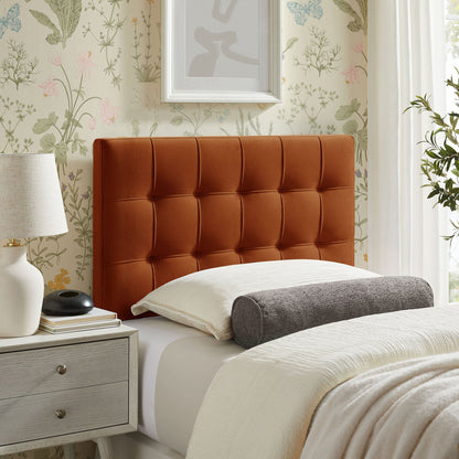 Lily Stain-Resistant Velvet Headboard by Modway burnt-orange tufted velvet 3-panel design on Tampa Home & Garden Store