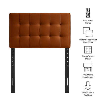 Lily Stain-Resistant Performance Velvet Headboard with burnt-orange tufted upholstery by Modway on Tampa Home & Garden Store