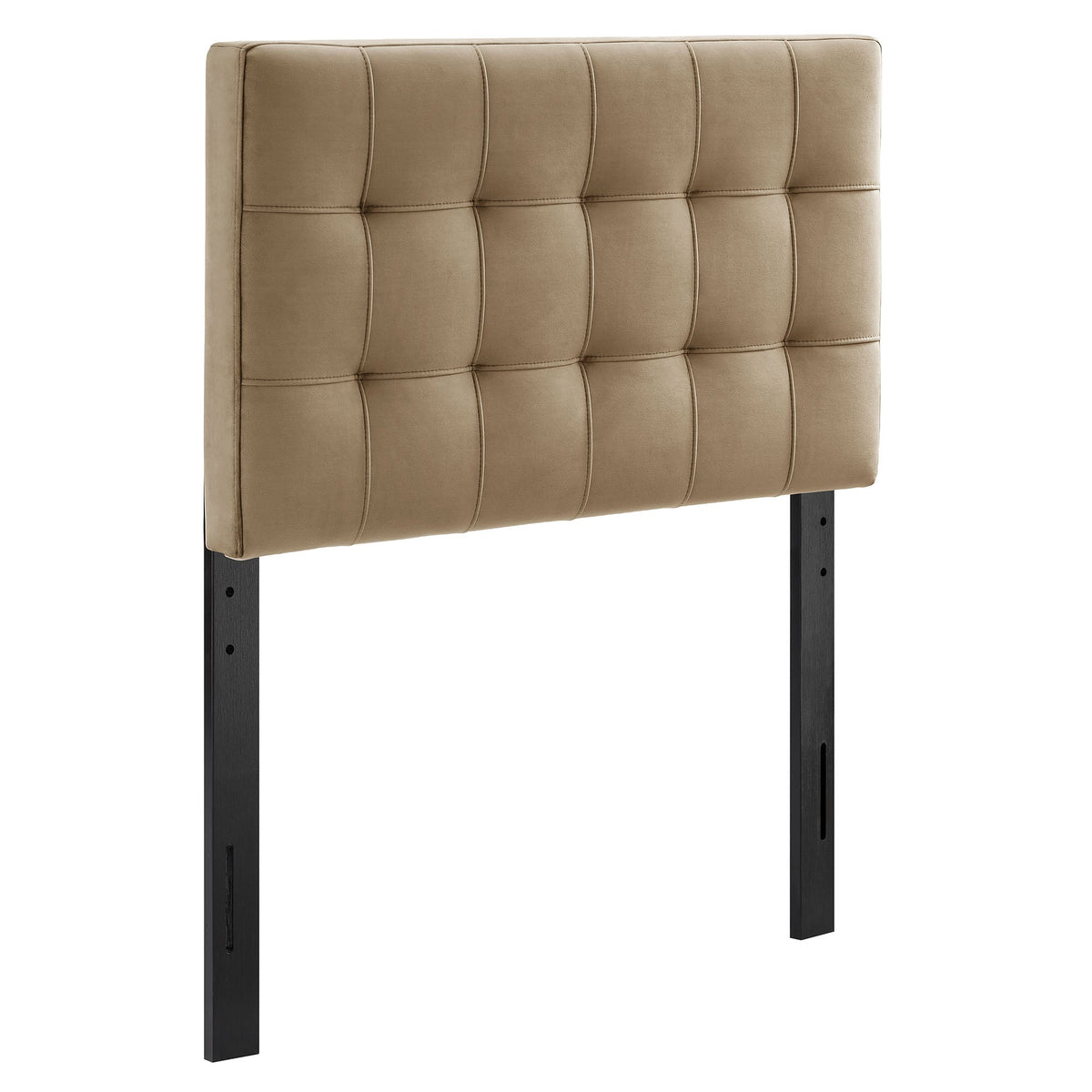 Lily stain-resistant performance velvet headboard tan tufted with vertical channels HouseOfZazla on Tampa Home & Garden Store