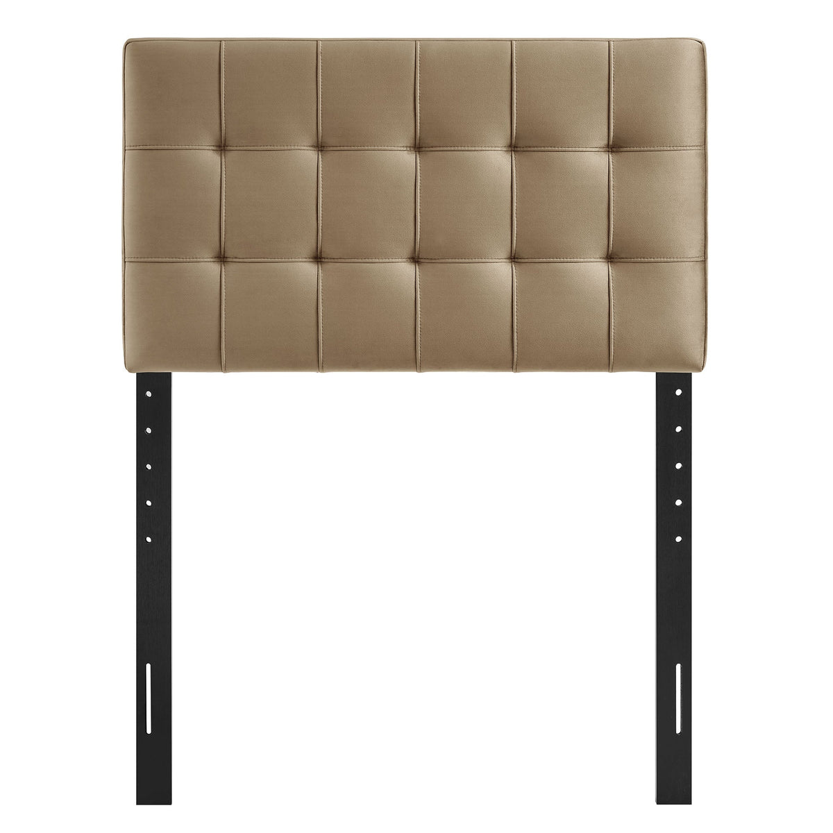 Lily stain-resistant velvet headboard in tan, tufted grid with black legs by Modway on Tampa Home & Garden Store