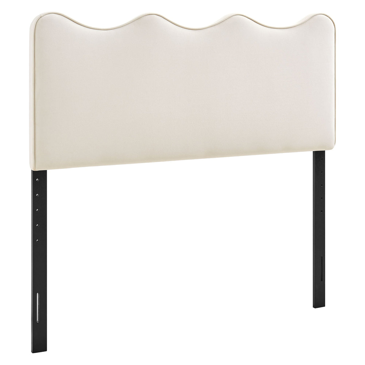 Athena Stain-Resistant Performance Velvet Headboard with scalloped top and black metal legs on Tampa Home & Garden Store
