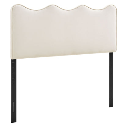 Athena Stain-Resistant Performance Velvet Headboard with scalloped top and black metal legs on Tampa Home & Garden Store
