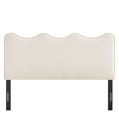 Athena stain-resistant velvet headboard with curved top and black legs on Tampa Home & Garden Store
