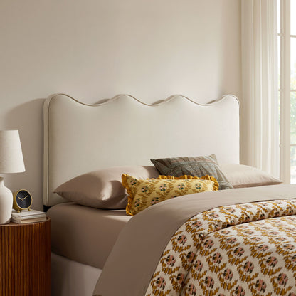 Athena stain-resistant velvet headboard beige with curved top by HouseOfZazla on Tampa Home & Garden Store